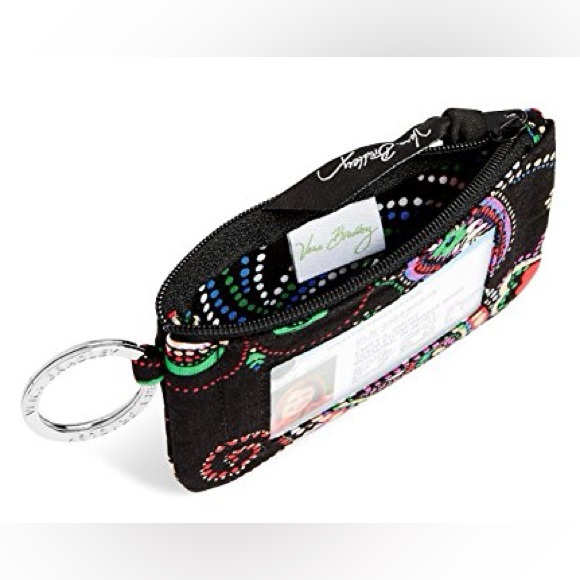 Vera Bradley Colorful Patterned Kiev Paisley Zip ID Case with Key Ring & Lanyard - Picture 3 of 8